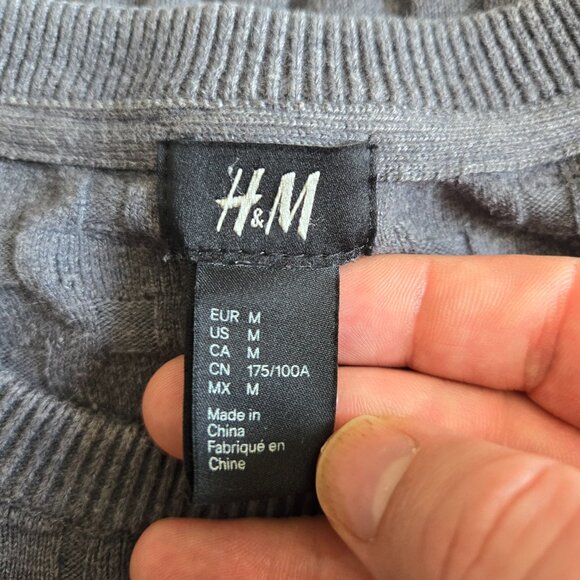 Grey Honeycomb H & M Men's Sweater (22" PTP) - Picture 6 of 7